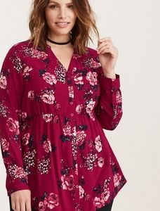 Torrid Magenta Floral Babydoll Tunic